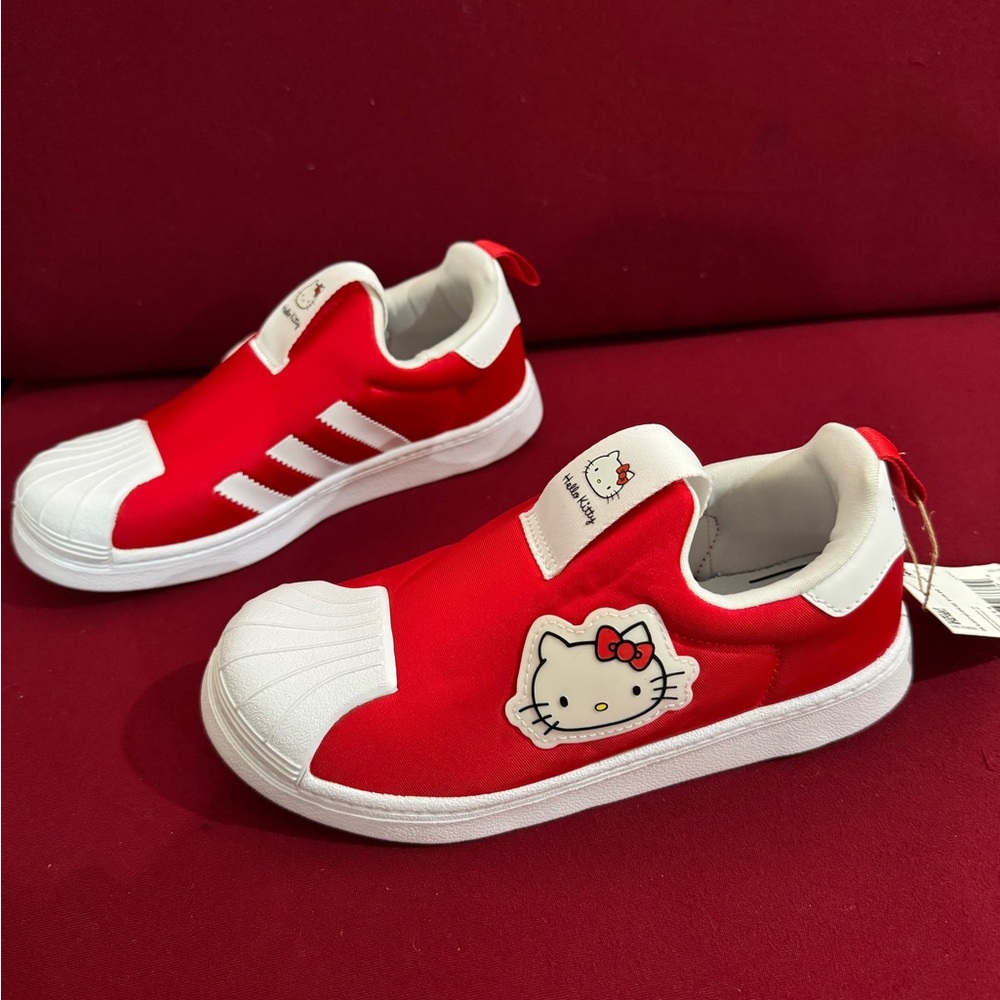 adidas x Hello Kitty Kids Red and White Hello Kitty Slip-On Sneakers